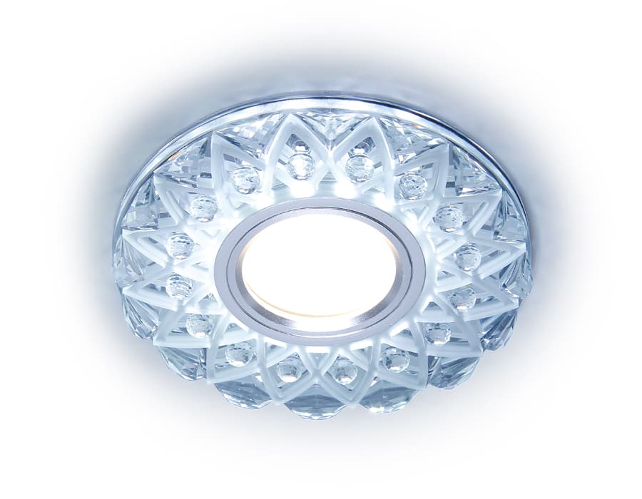Встраиваемый точечный светильник MR16 с LED подсветкой S375 CL/FR прозрачный/матовый GU5.3+3W(LED WHITE) D120*25 Ambrella Light 2