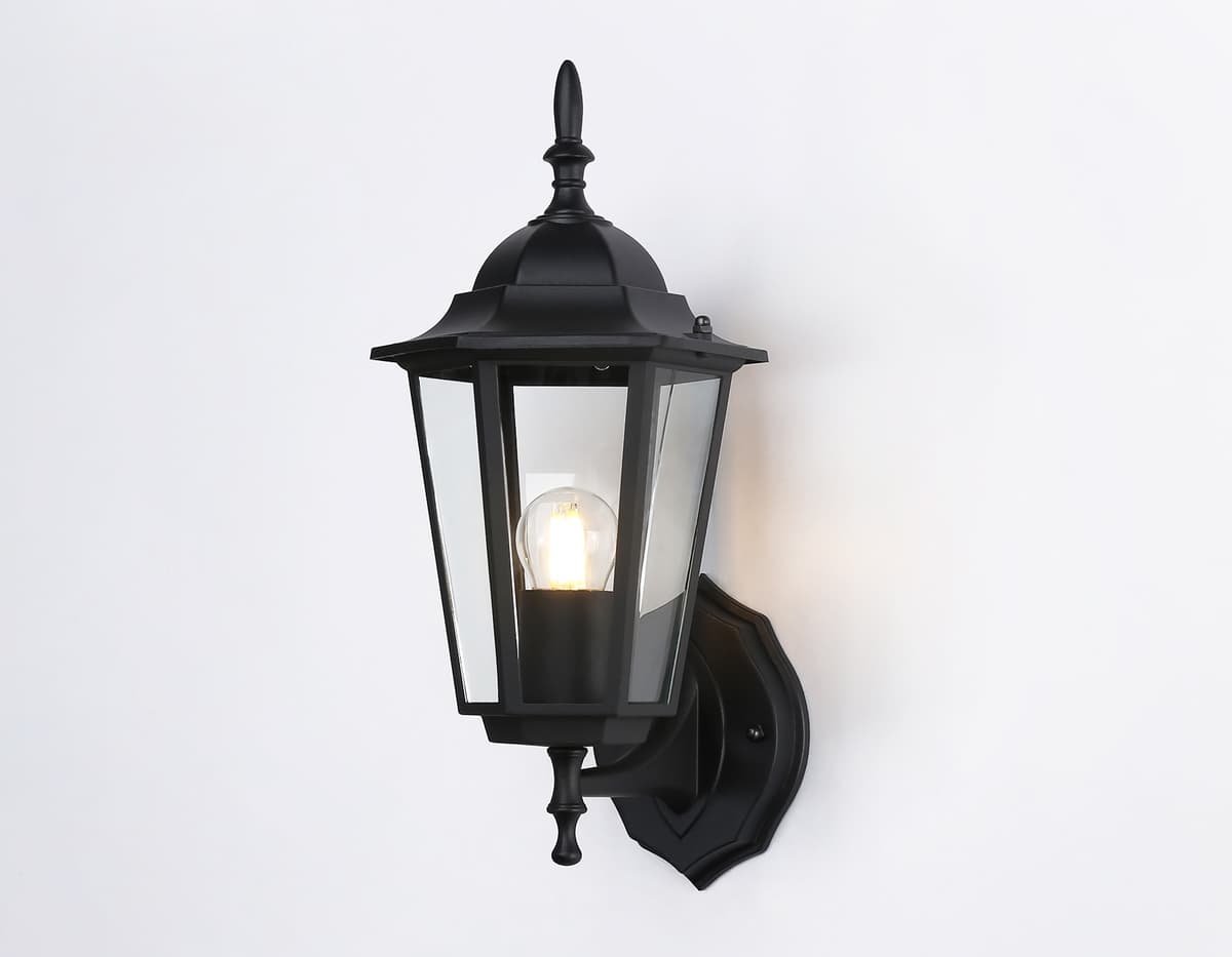 Уличный настенный светильник ST2010 BK/CL черный/прозрачный IP54 E27 max 40W 360*150*210 Ambrella Light 9