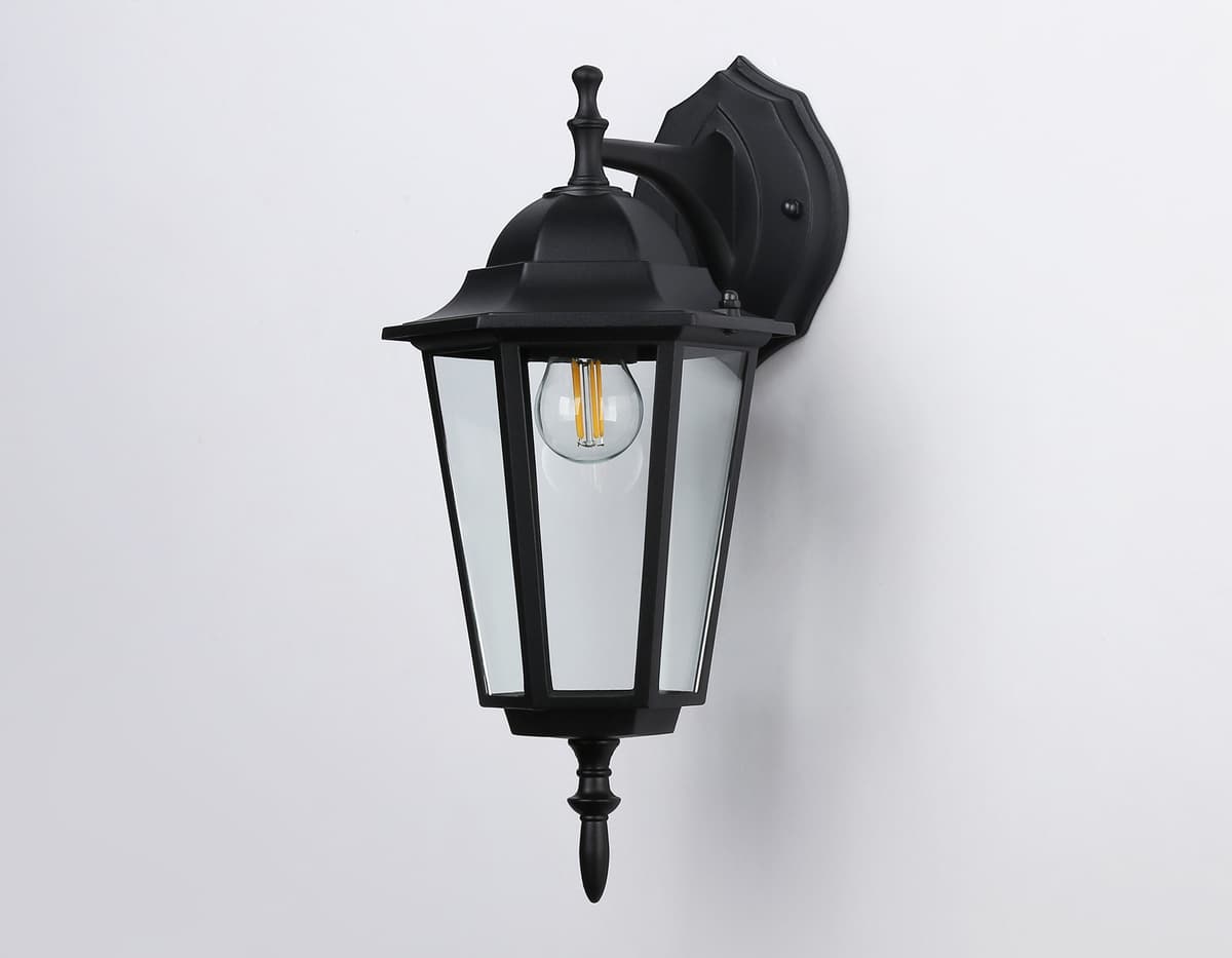 Уличный настенный светильник ST2018 BK/CL черный/прозрачный IP54 E27 max 40W 360*150*210 Ambrella Light 10