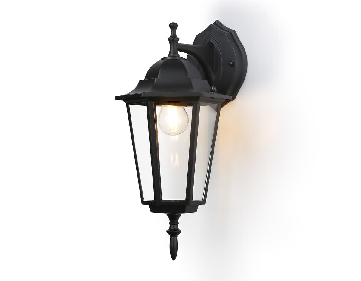 Уличный настенный светильник ST2018 BK/CL черный/прозрачный IP54 E27 max 40W 360*150*210 Ambrella Light 6