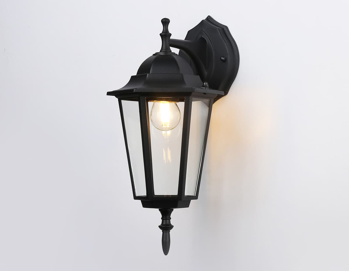 Уличный настенный светильник ST2018 BK/CL черный/прозрачный IP54 E27 max 40W 360*150*210 Ambrella Light 9