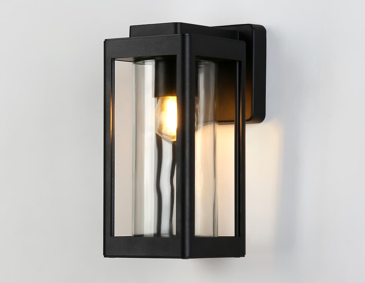 Уличный настенный светильник ST2406 BK/CL черный/прозрачный IP54 E27 max 40W 245*110*150 Ambrella Light 7