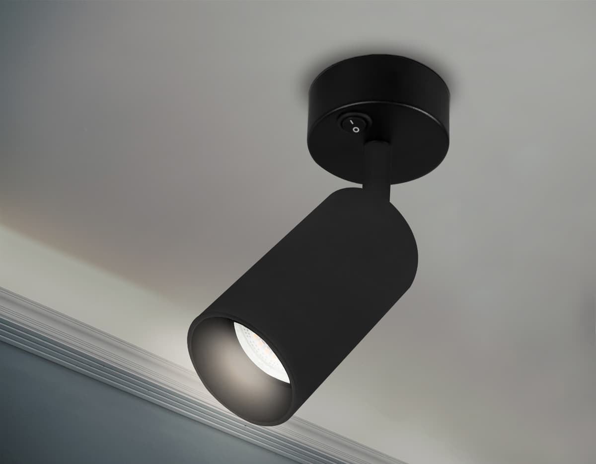 Накладной спот с выключателем TA127 BK черный GU10 max 12W D70*164*D55 Ambrella Light 8