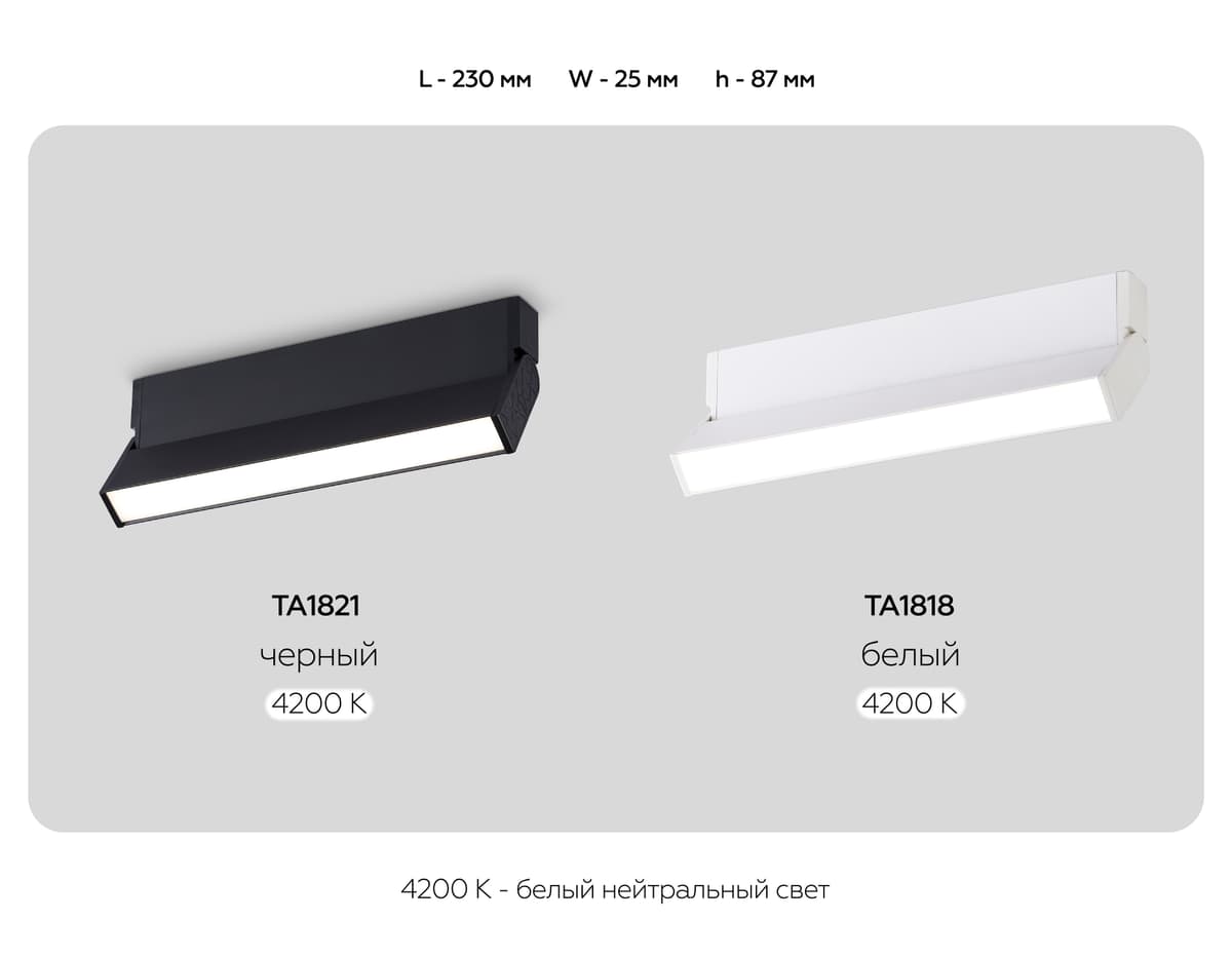 Настенно-потолочный светодиодный светильник TA1818 WH белый LED 12W 4200K 230*22*87 Ambrella Light 16