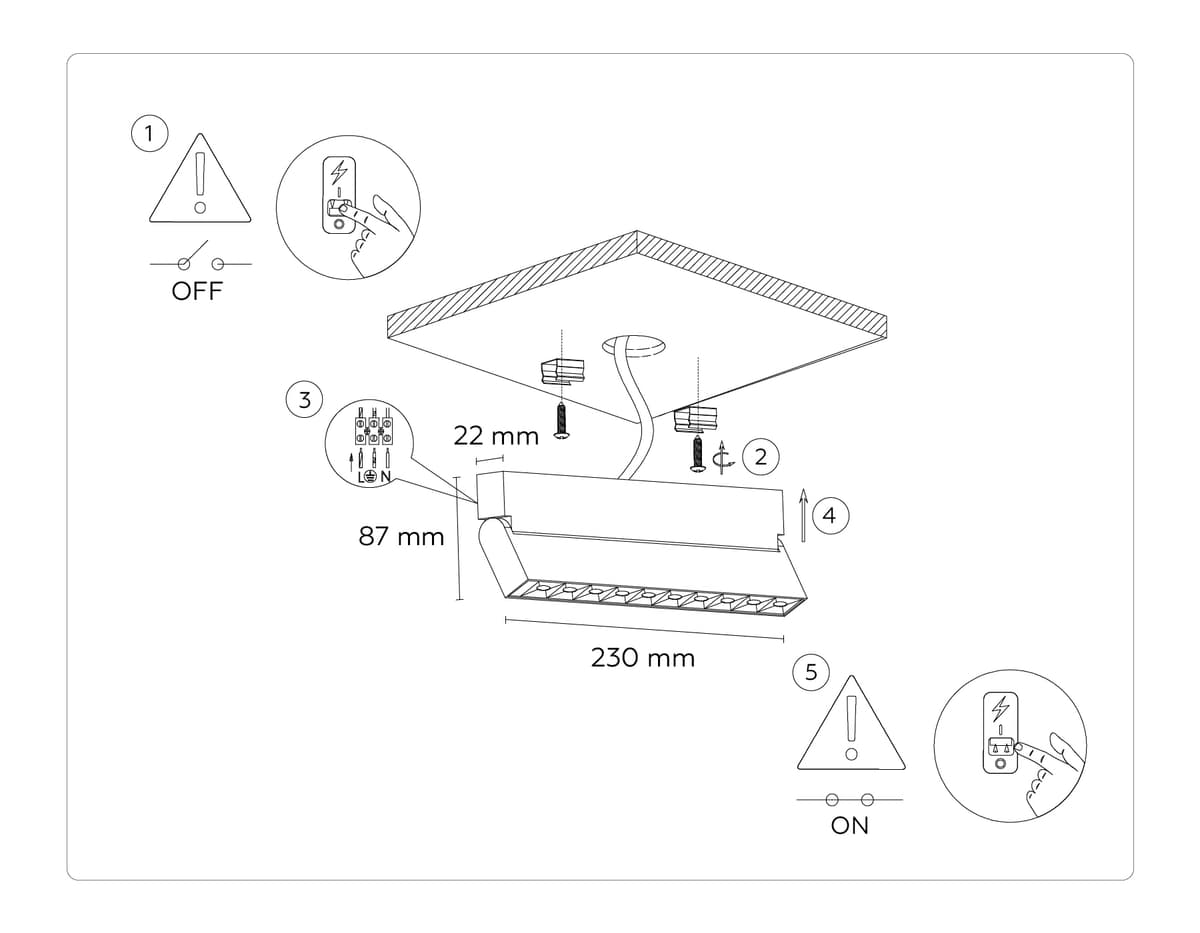 Настенно-потолочный светодиодный светильник TA1829 BK черный LED 12W 4200K 230*22*87 Ambrella Light 8