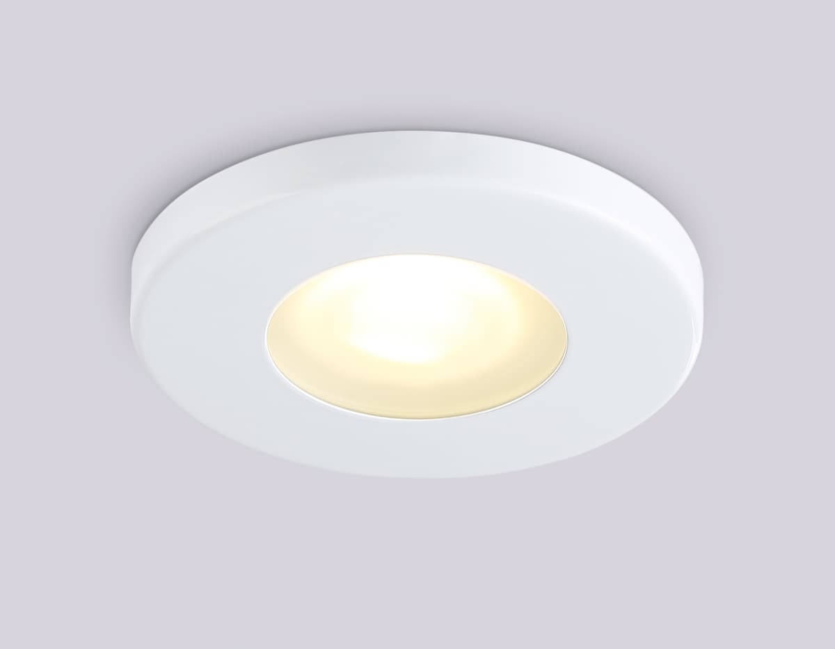 Светильник встраиваемый IP44 с высокой степенью пылевлагозащиты TN1180 WH белый IP44 GU5.3 D85*34 Ambrella Light 8