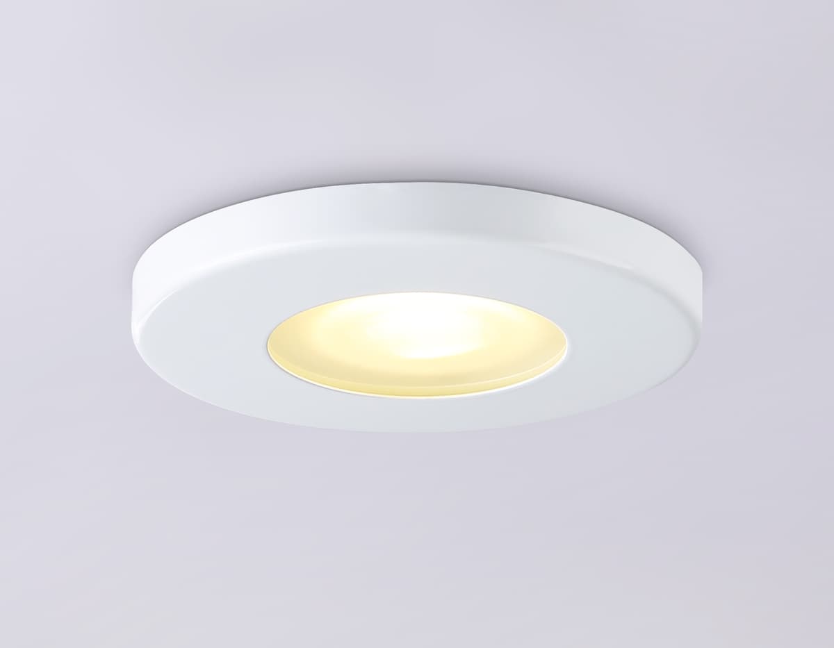 Светильник встраиваемый IP44 с высокой степенью пылевлагозащиты TN1180 WH белый IP44 GU5.3 D85*34 Ambrella Light 9