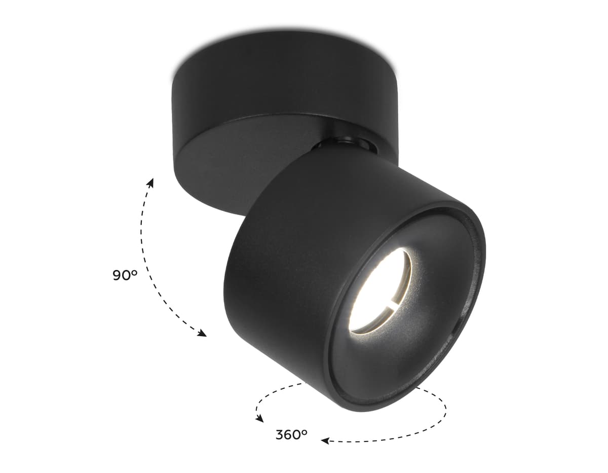 Накладной поворотный светодиодный светильник TN269 SBK черный песок LED 4200K 7W D75*83 Ambrella Light 16