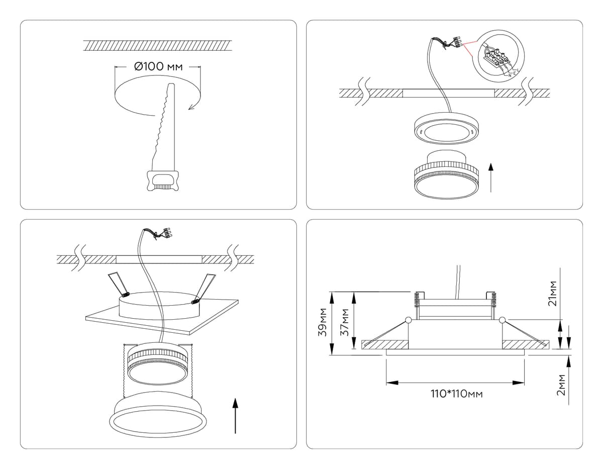 Встраиваемый точечный светильник GX53 TN51824 WH белый GX53 max 15W 110*110*39 Ambrella Light 14