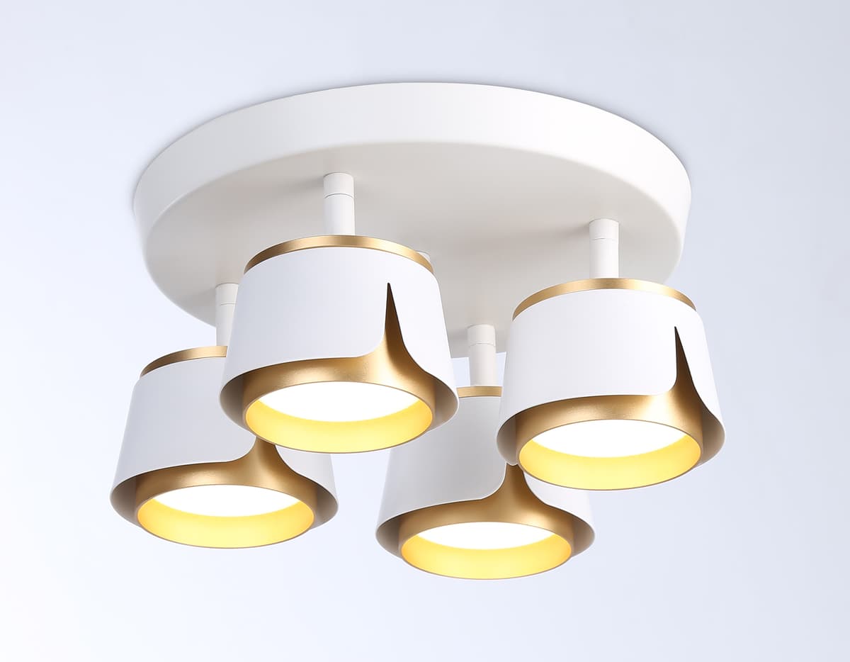 Настенно-потолочный поворотный спот со сменной лампой GX53 TN71241/4 WH/GD белый/золото GX53/4 D250*147 Ambrella Light 7