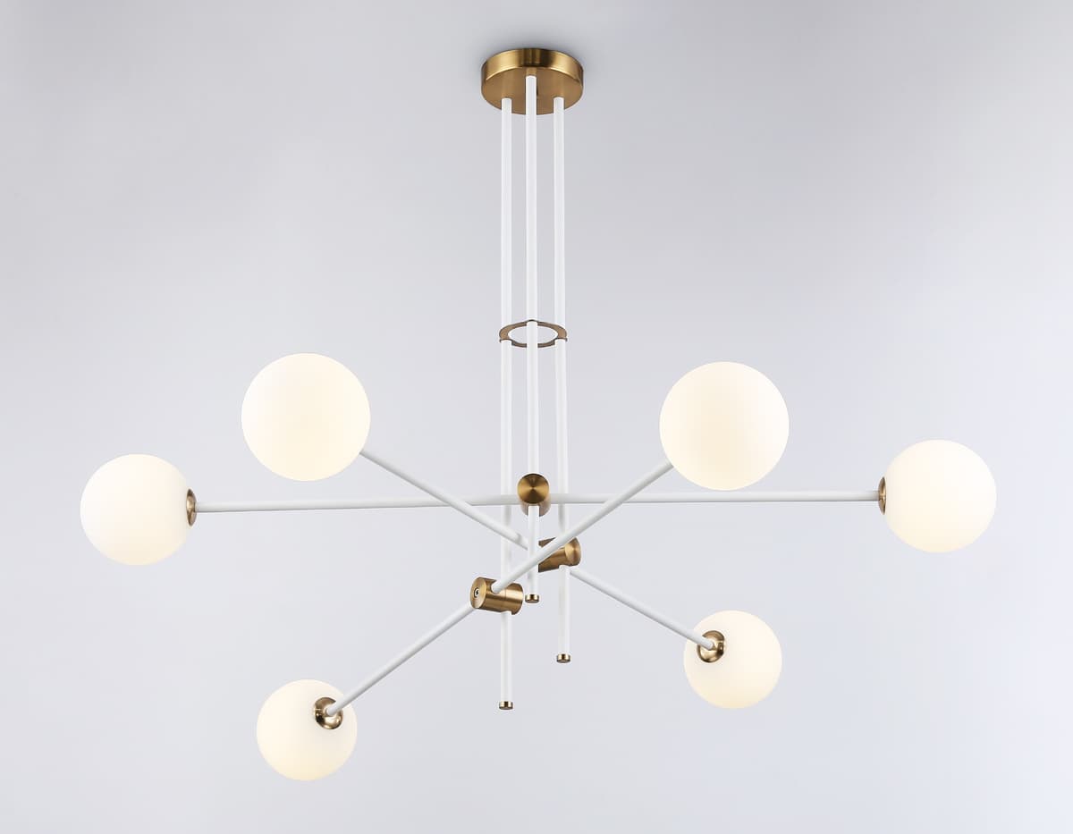 Подвесной светильник TR2521/6 WH/BS белый/латунь G9/6 max 10W D970*750 Ambrella Light 10