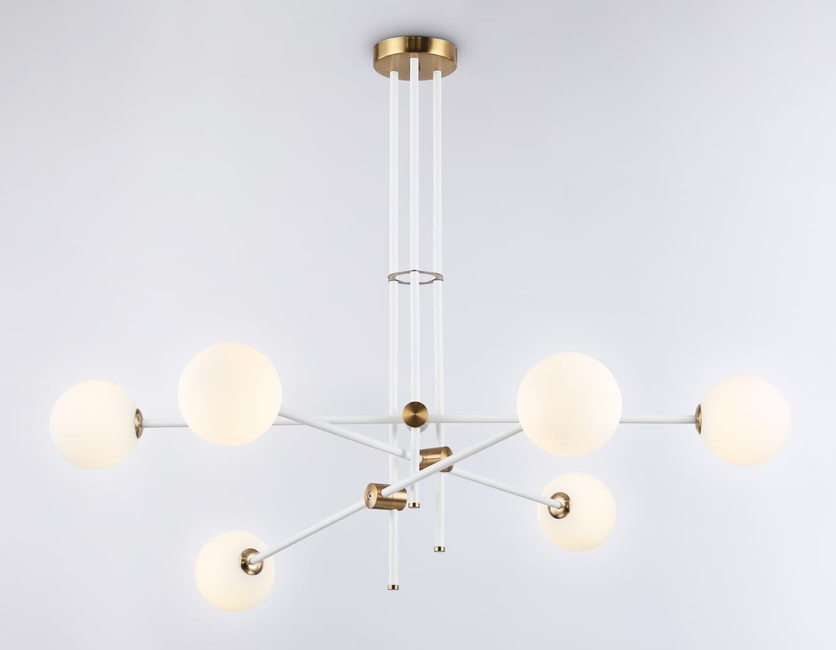 Подвесной светильник TR2521/6 WH/BS белый/латунь G9/6 max 10W D970*750 Ambrella Light 11