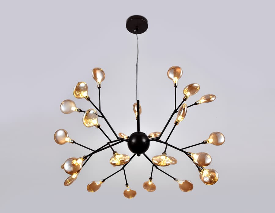 Подвесная люстра TR3013/27 DCF/TI темный кофе/янтарь G4/27 max 20W D750*650 Ambrella Light 7