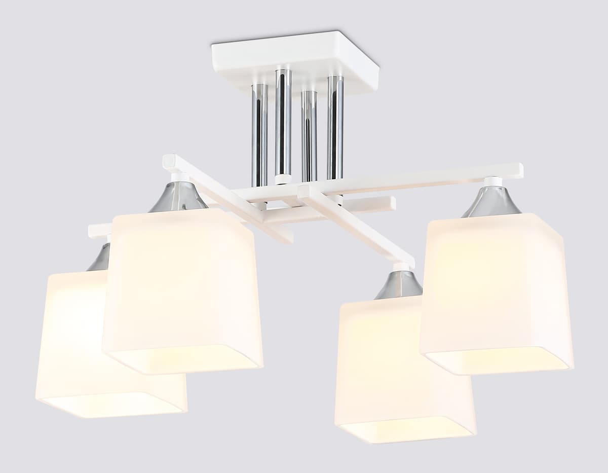 Люстра на штанге со стеклянными плафонами TR303041/4 WH белый E27/4 max 60W 420*420*260 Ambrella Light 9