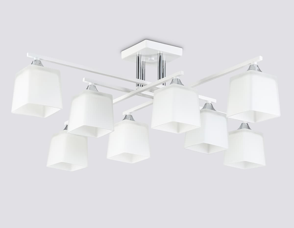 Люстра на штанге со стеклянными плафонами TR303043/8 WH белый E27/8 max 60W 820*820*260 Ambrella Light 10