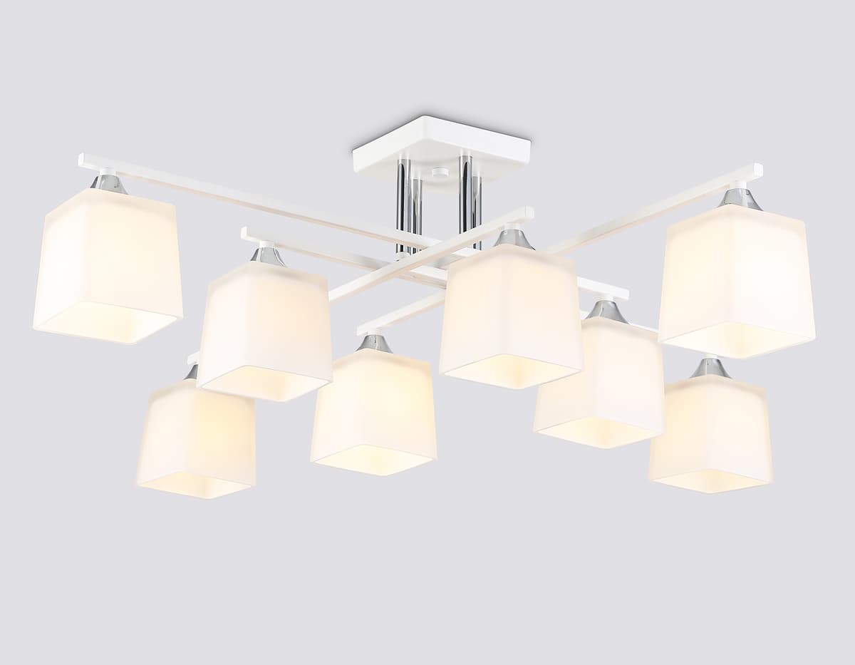Люстра на штанге со стеклянными плафонами TR303043/8 WH белый E27/8 max 60W 820*820*260 Ambrella Light 9
