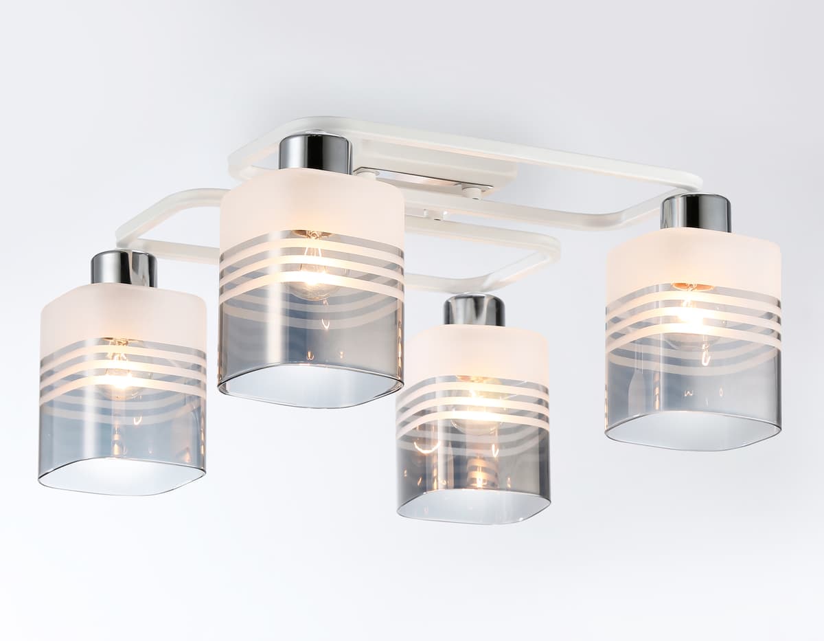 Потолочный светильник TR303205/4 WH/CH/SM/FR белый/хром/дымчатый/белый матовый E27*4 max 60W 370*370*200 Ambrella Light 10
