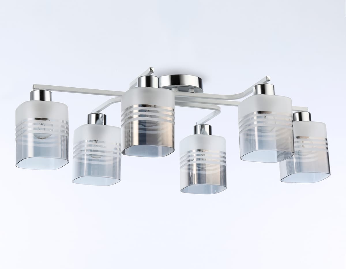 Потолочный светильник TR303207/6 WH/CH/SM/FR белый/хром/дымчатый/белый матовый E27*6 max 60W 710*400*200 Ambrella Light 10