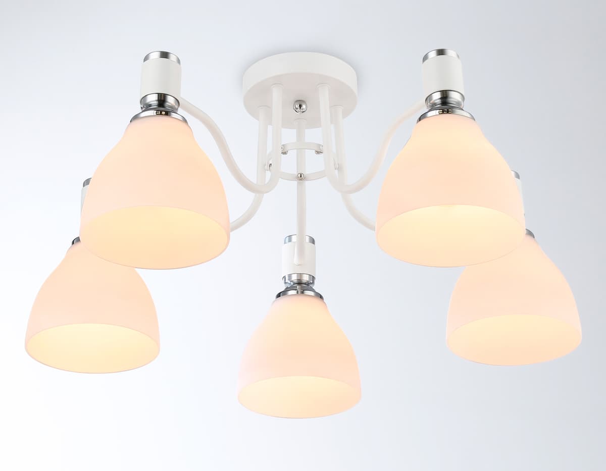 Потолочный светильник TR303305/5 WH/CH/FR белый/хром/белый матовый E27*5 max 60W D600*270 Ambrella Light 10