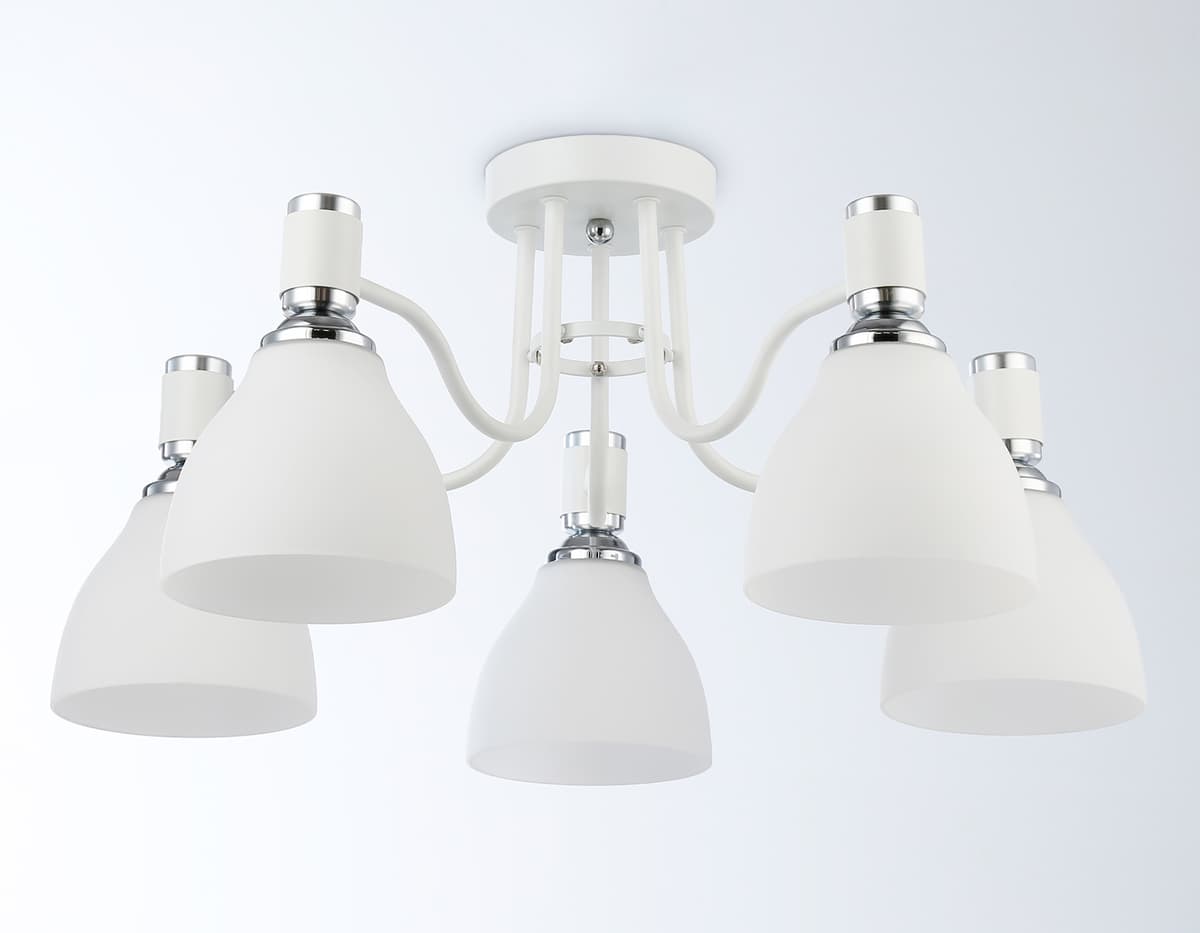 Потолочный светильник TR303305/5 WH/CH/FR белый/хром/белый матовый E27*5 max 60W D600*270 Ambrella Light 8