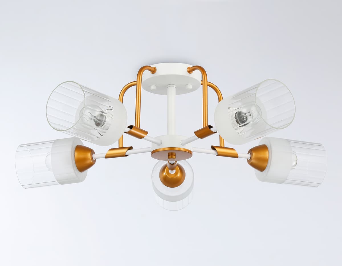 Подвесной светильник TR303323/5 WH/GD/CL/FR белый/золото/прозрачный/белый матовый E27*5 max 60W D620*200 Ambrella Light 10