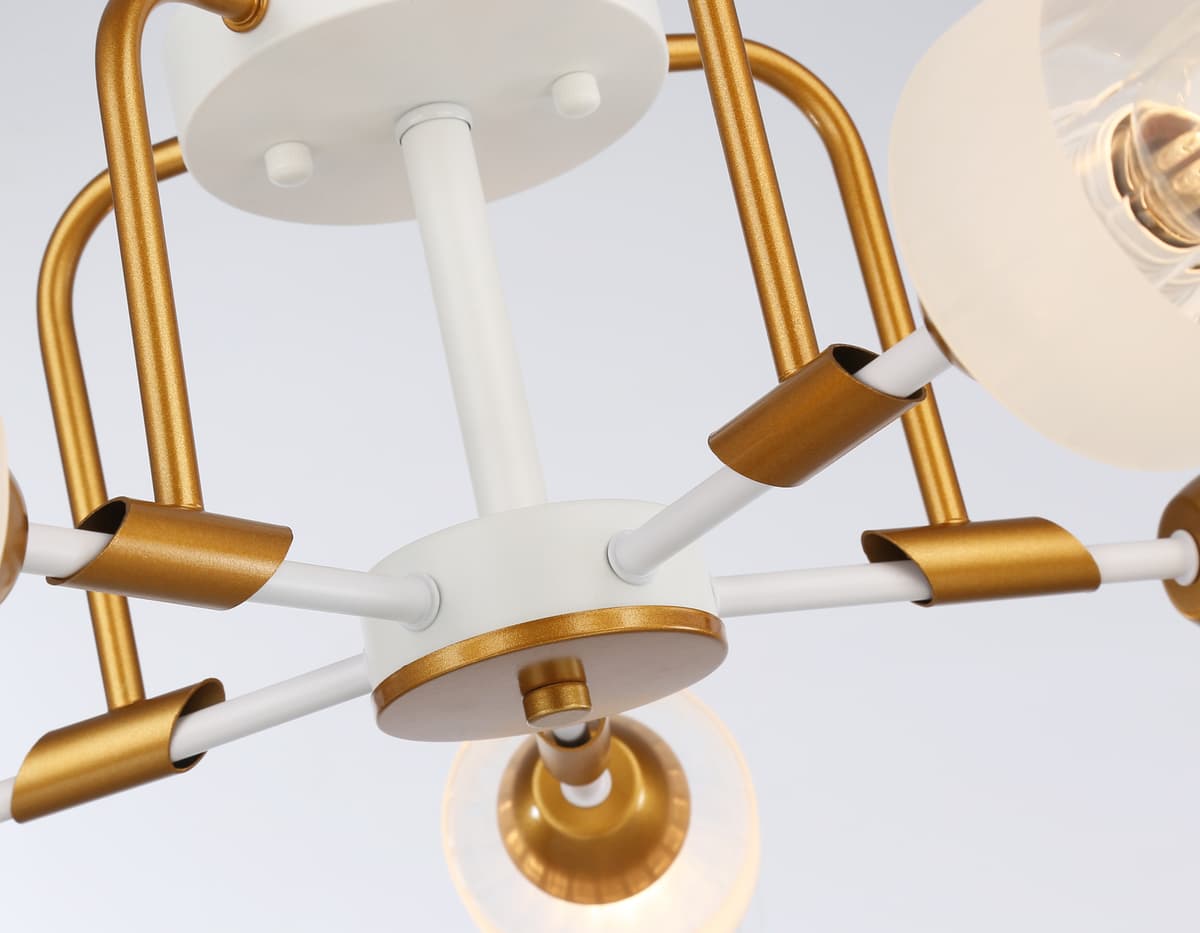 Подвесной светильник TR303323/5 WH/GD/CL/FR белый/золото/прозрачный/белый матовый E27*5 max 60W D620*200 Ambrella Light 9