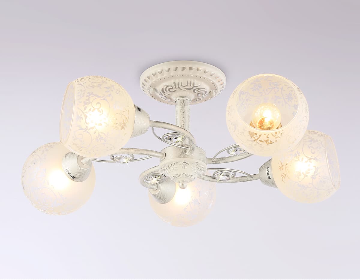 Потолочная люстра TR3062/5 WH/SL/FR белый/серебро/белый матовый E27/5 max 40W D615*245 Ambrella Light 8