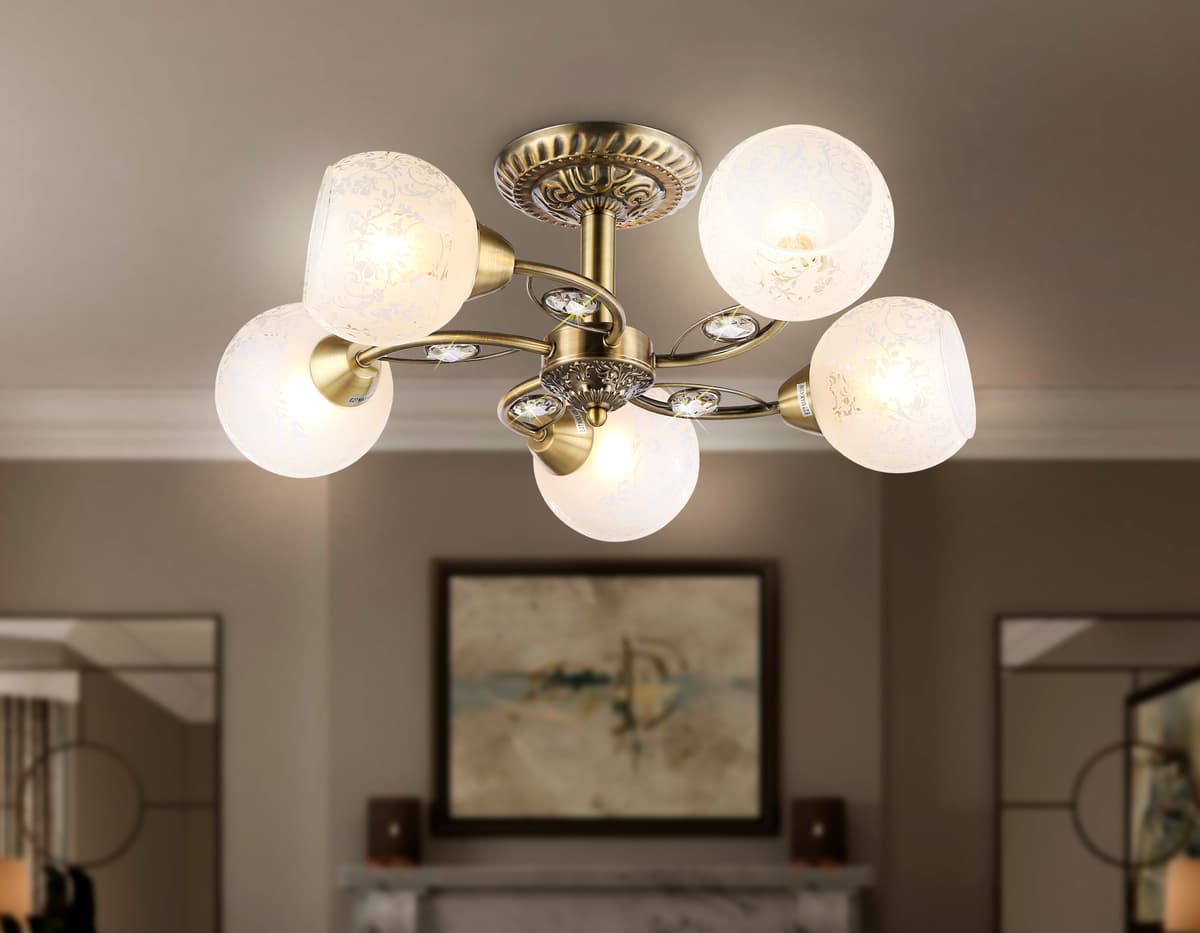 Потолочная люстра TR3064/5 SB/FR бронза/белый матовый E27/5 max 40W D615*245 Ambrella Light 10
