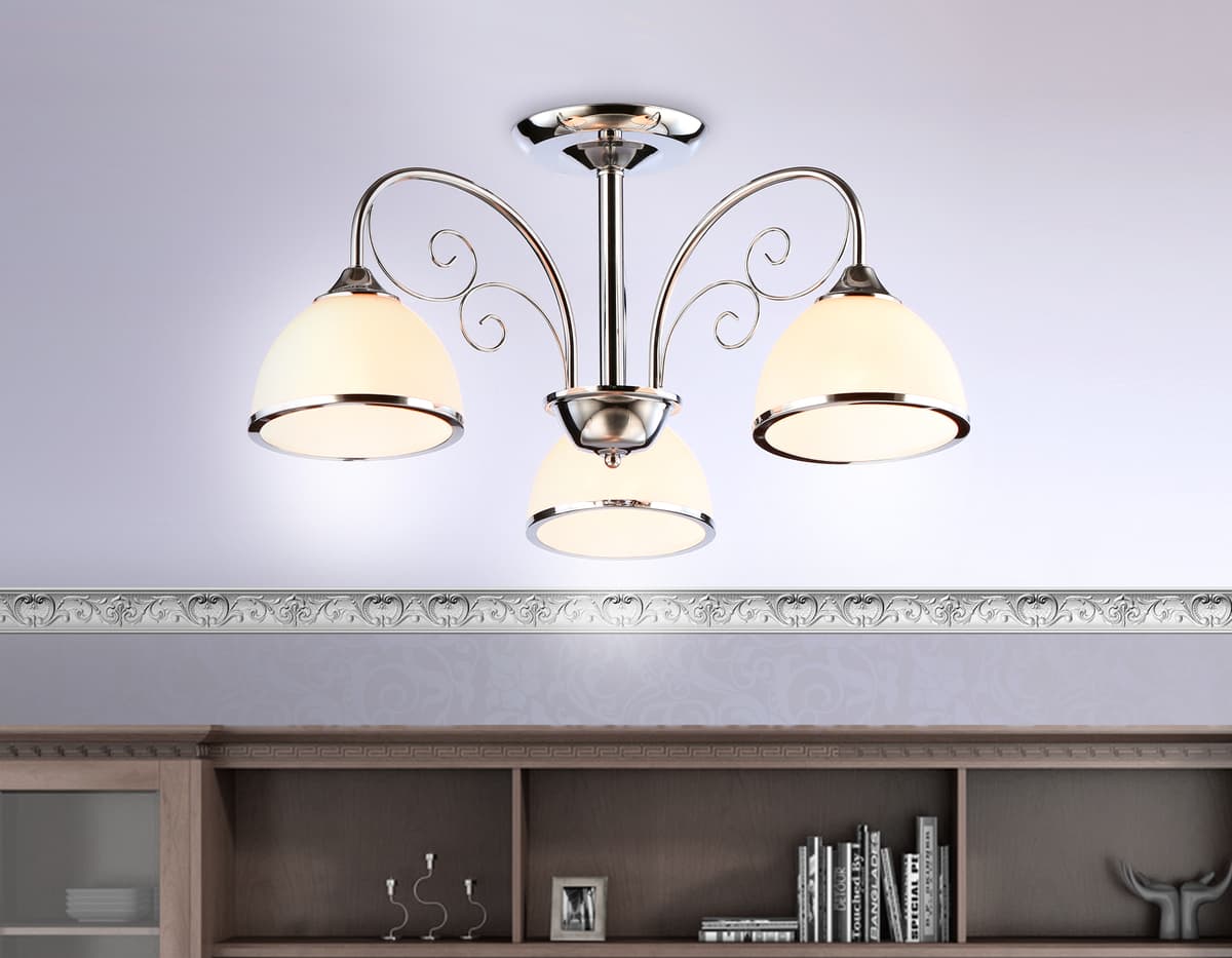 Подвесная люстра TR3181/3 CH/FR хром/белый матовый E27/3 max 40W D585*285 Ambrella Light 9