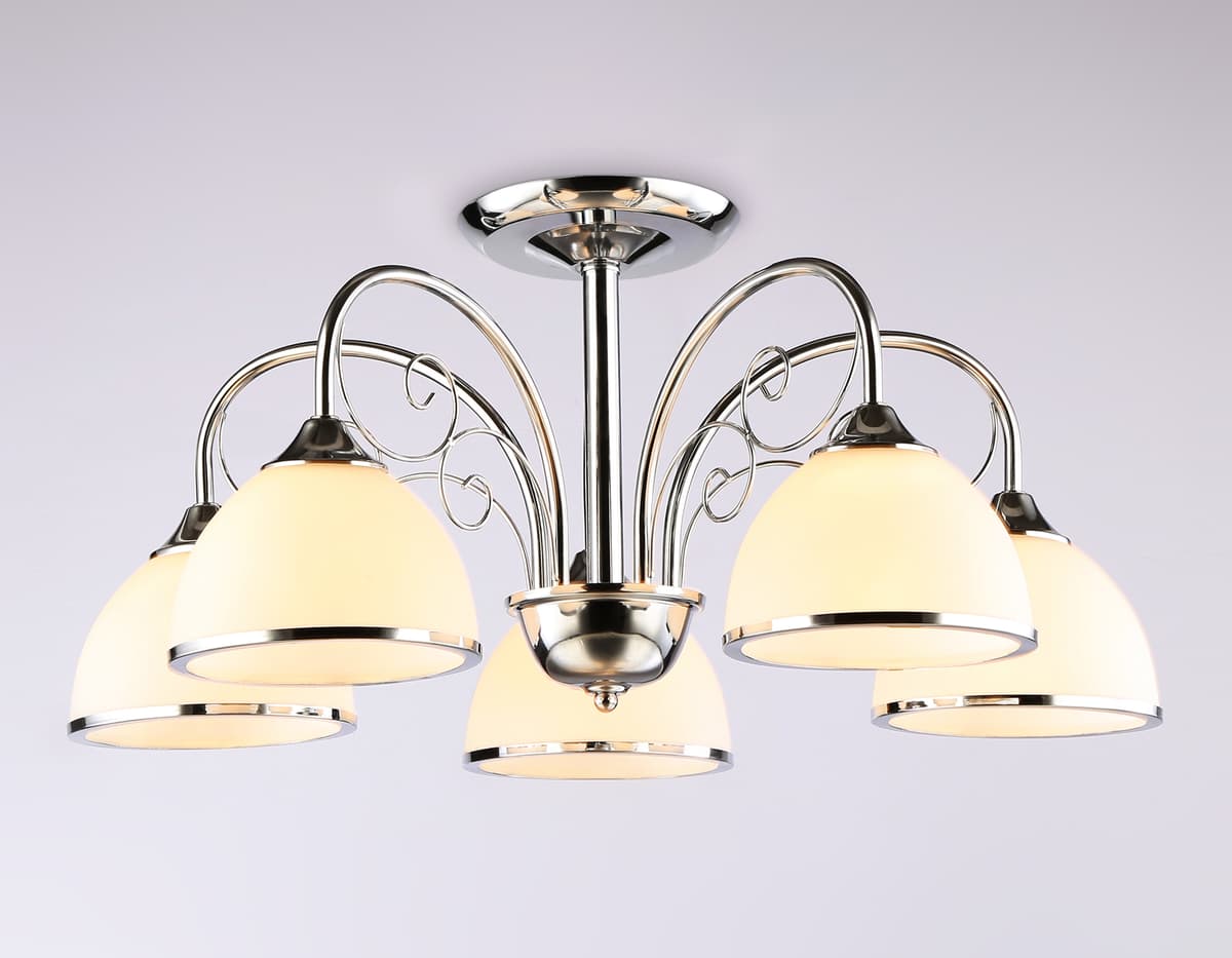 Подвесная люстра TR3182/5 CH/FR хром/белый матовый E27/5 max 40W D575*285 Ambrella Light 10