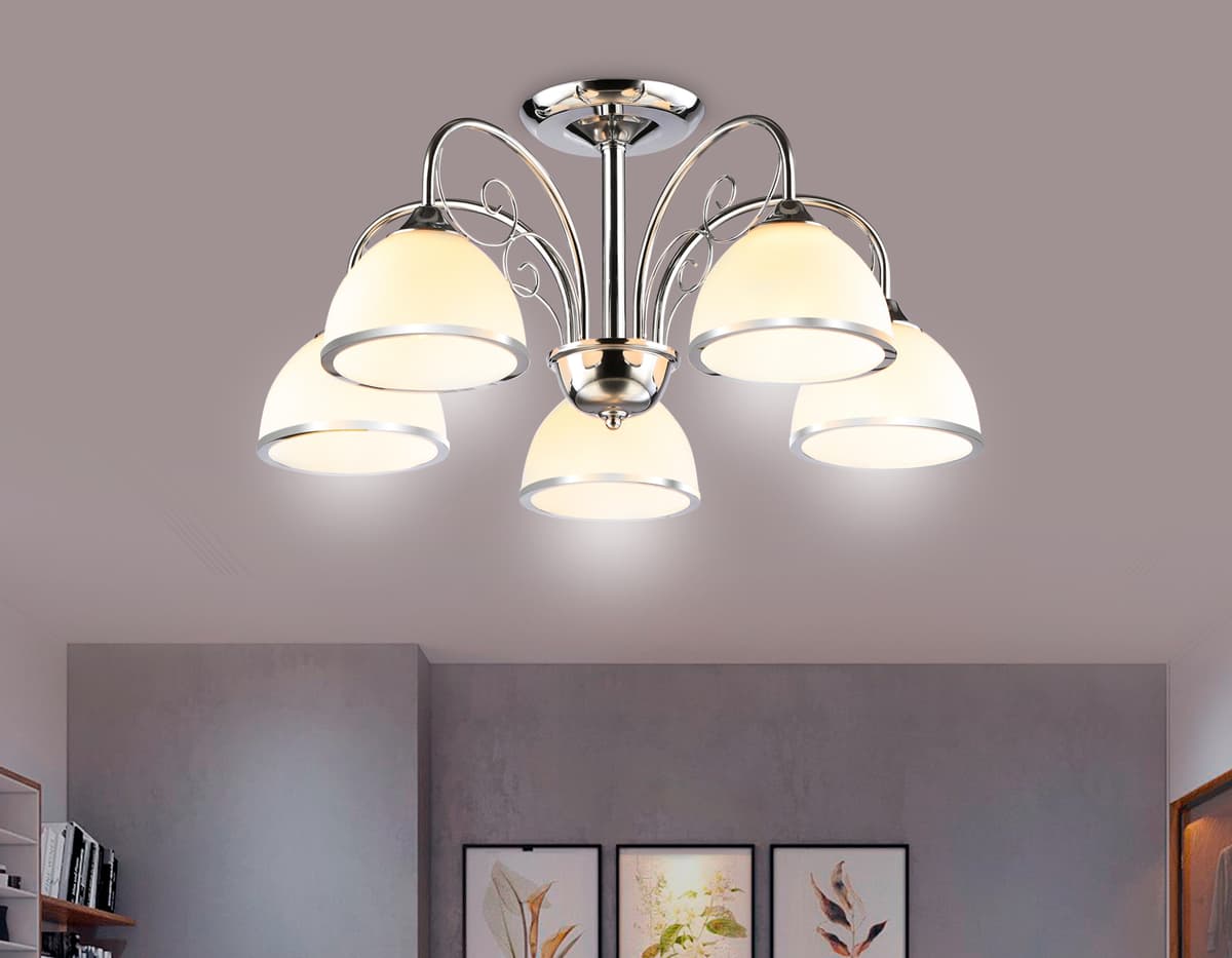Подвесная люстра TR3182/5 CH/FR хром/белый матовый E27/5 max 40W D575*285 Ambrella Light 9