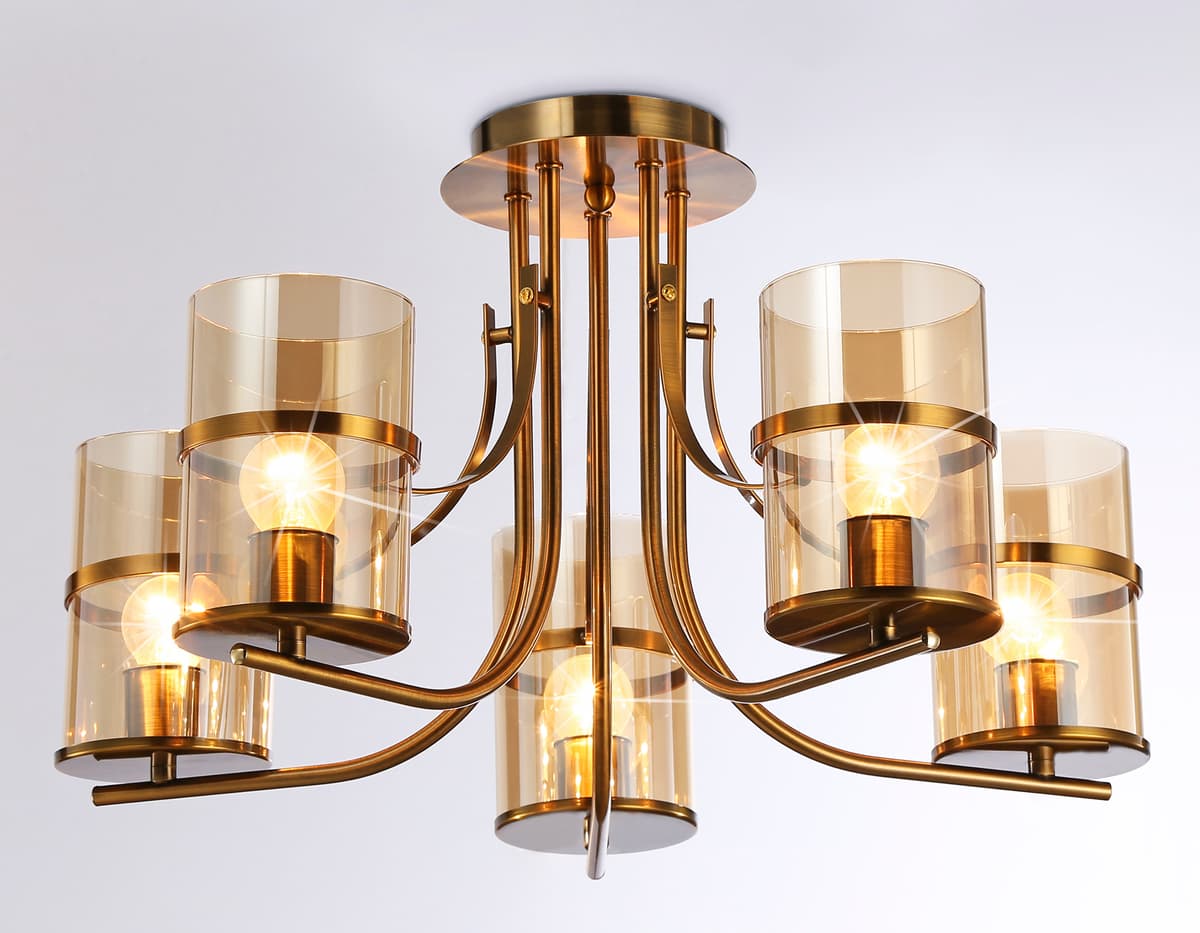 Подвесная люстра TR3222/5 GD/TI золото/янтарь E27*5 max 40W D540*300 Ambrella Light 13