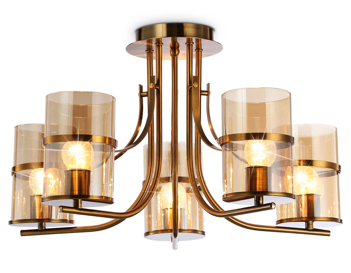 Подвесная люстра TR3222/5 GD/TI золото/янтарь E27*5 max 40W D540*300 Ambrella Light 8