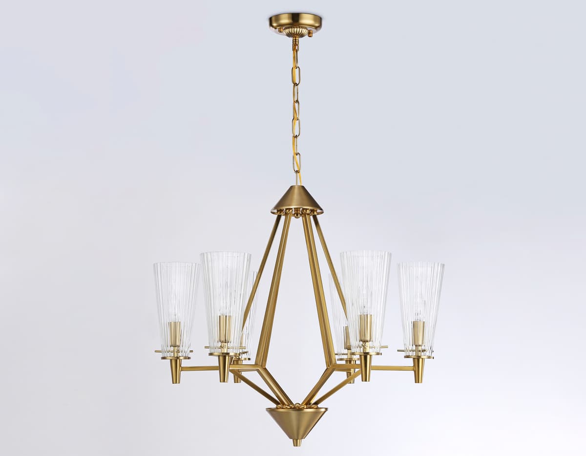 Подвесная люстра TR3231/6 BS/FR латунь/белый матовый E14*6 max 40W D610*585 Ambrella Light 12