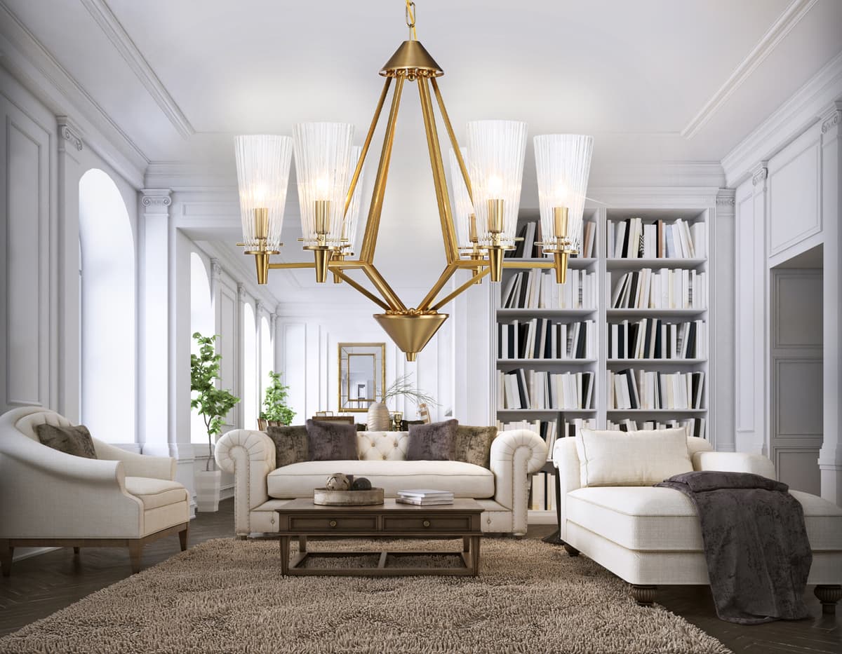 Подвесная люстра TR3231/6 BS/FR латунь/белый матовый E14*6 max 40W D610*585 Ambrella Light 9