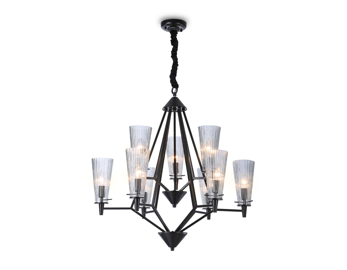 Подвесная люстра со сменной лампой TR3238/6+3 BK черный E14/9 max 40W D730*720 Ambrella Light 11
