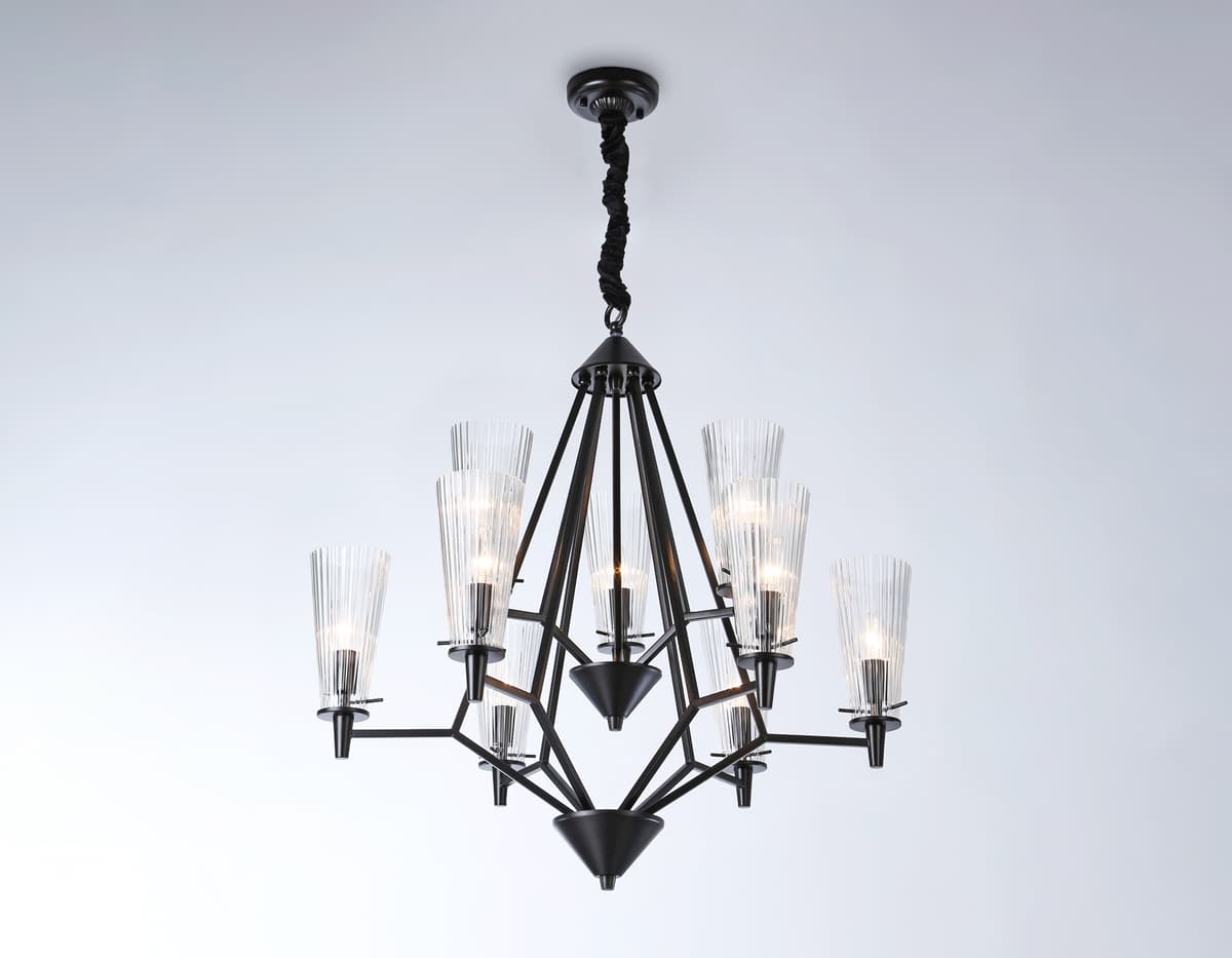 Подвесная люстра со сменной лампой TR3238/6+3 BK черный E14/9 max 40W D730*720 Ambrella Light 12