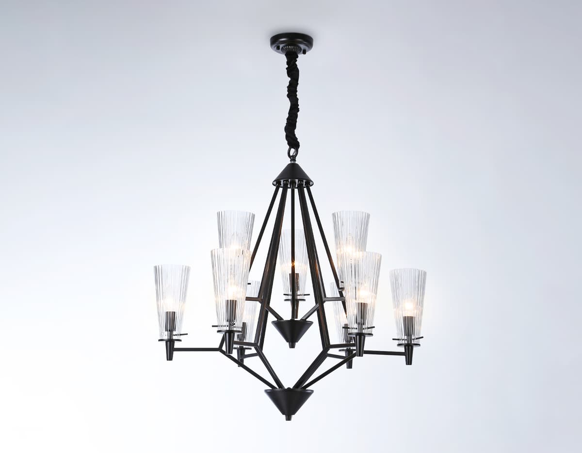 Подвесная люстра со сменной лампой TR3238/6+3 BK черный E14/9 max 40W D730*720 Ambrella Light 13
