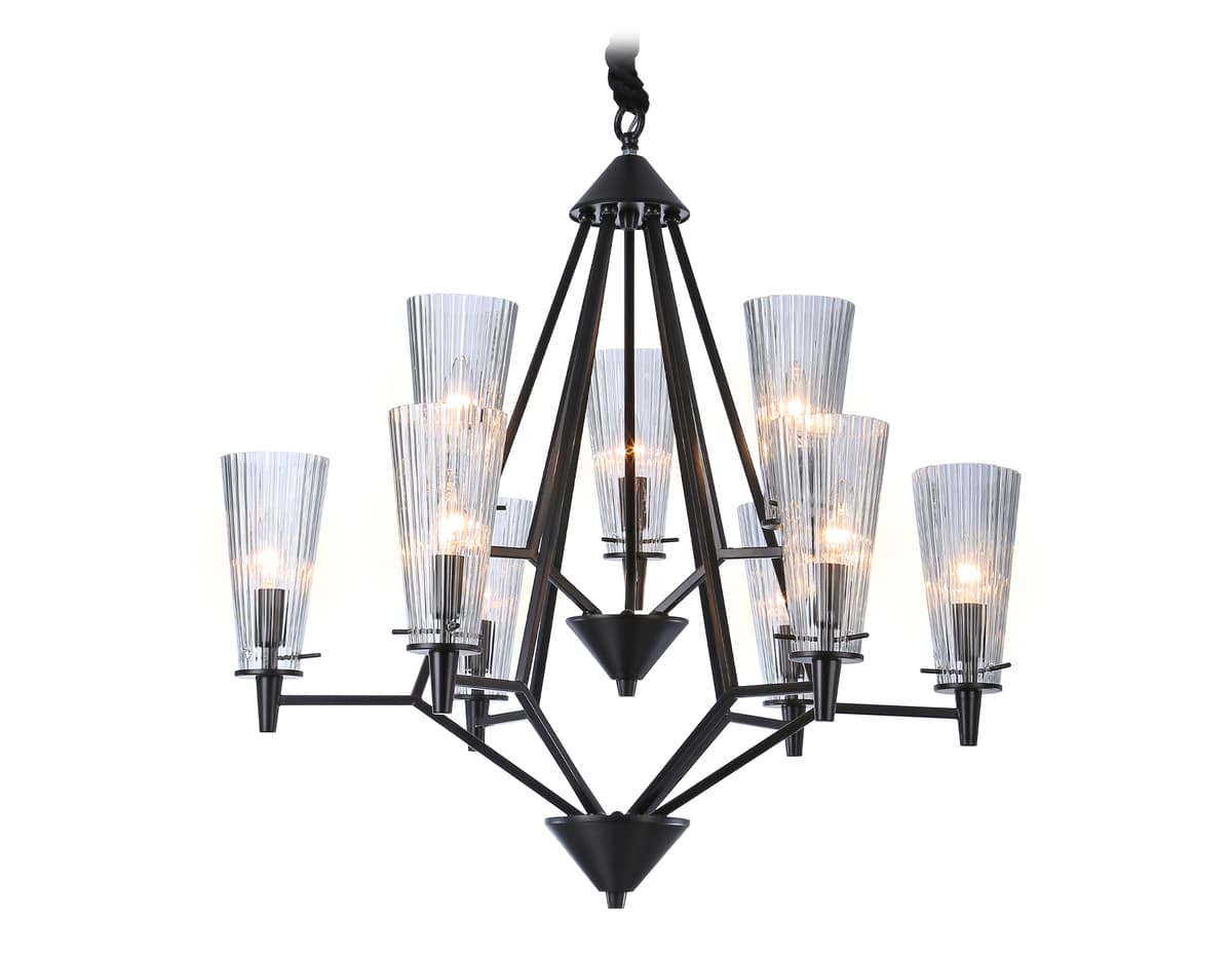 Подвесная люстра со сменной лампой TR3238/6+3 BK черный E14/9 max 40W D730*720 Ambrella Light 8