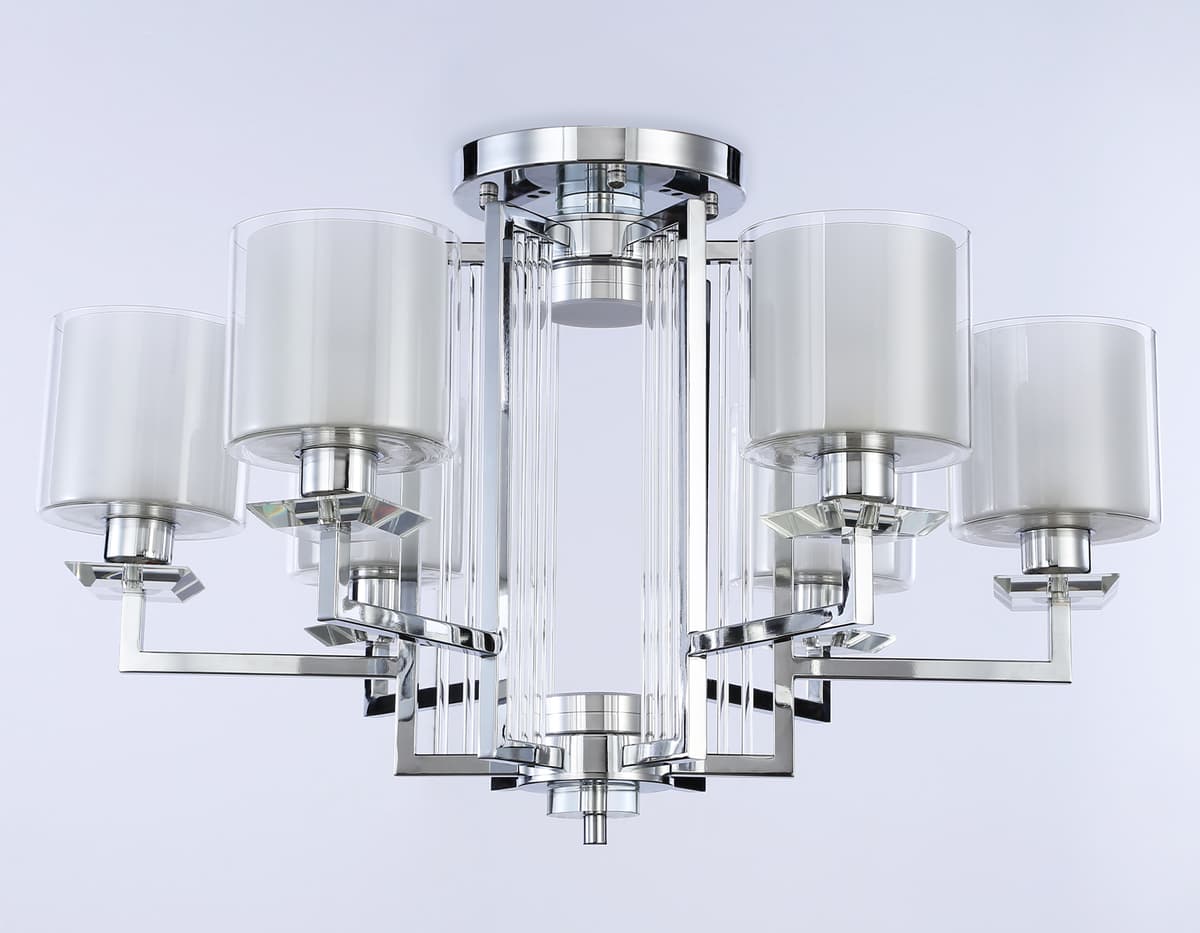 Потолочная люстра TR4418/6 CH/CL/FR хром/прозрачный/белый матовый E27*6 max 40W D748*463 Ambrella Light 11