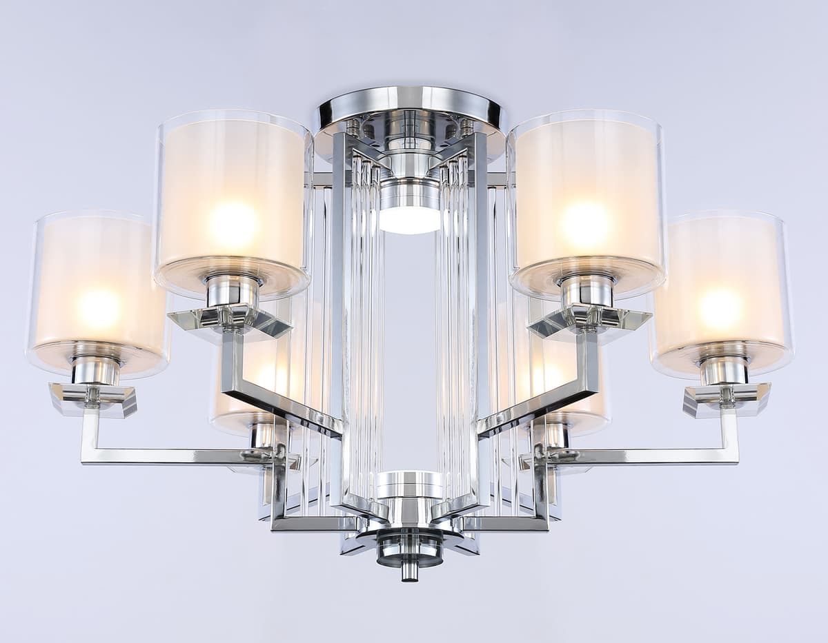 Потолочная люстра TR4418/6 CH/CL/FR хром/прозрачный/белый матовый E27*6 max 40W D748*463 Ambrella Light 12