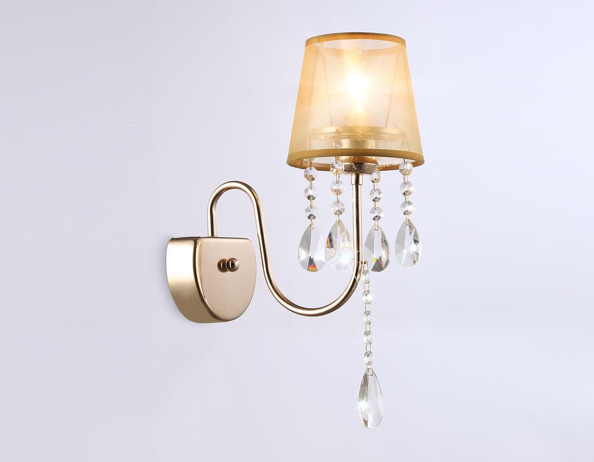 Настенный светильник с абажуром и хрусталем TR4596 GD золото E14 max 40W 460*140*250 Ambrella Light 10