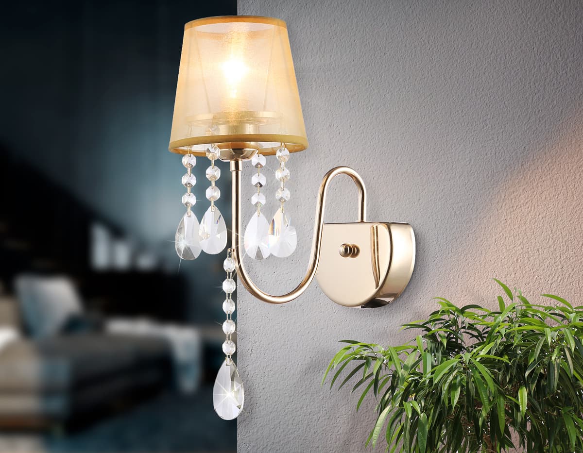 Настенный светильник с абажуром и хрусталем TR4596 GD золото E14 max 40W 460*140*250 Ambrella Light 9