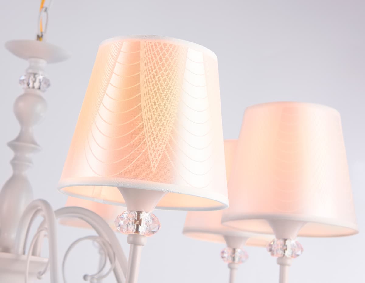 Подвесная люстра с абажуром и хрусталем TR4605/8 WH белый E27/8 max 40W D770*910 Ambrella Light 9