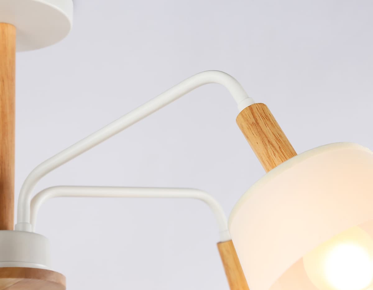 Подвесной светильник со сменной лампой TR4738/5 WH/LW белый/светлое дерево E27/5 max 40W D760*350 Ambrella Light 8