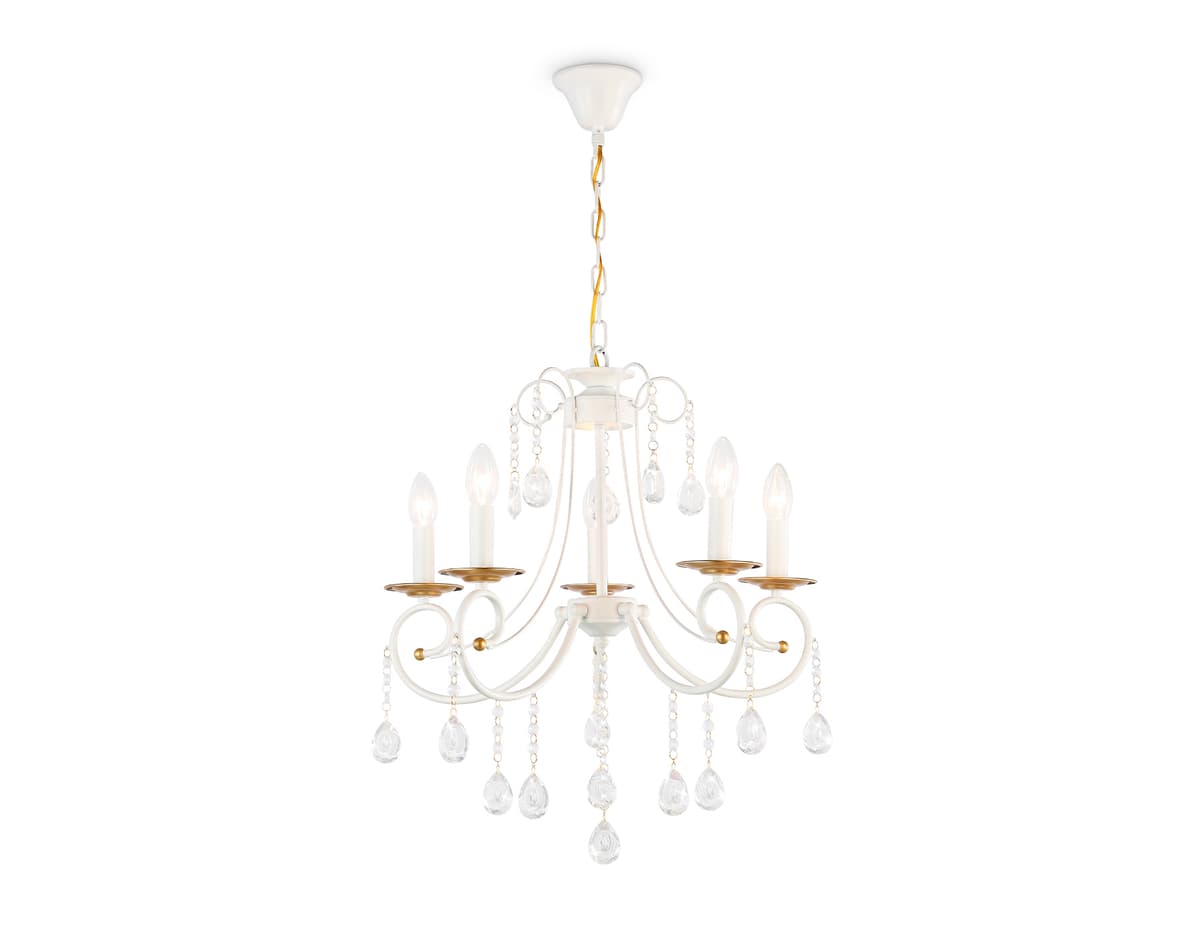 Подвесная люстра с хрусталем TR4916/5 WH/GD белый/золото E14/5 max 40W D550*860 Ambrella Light 12