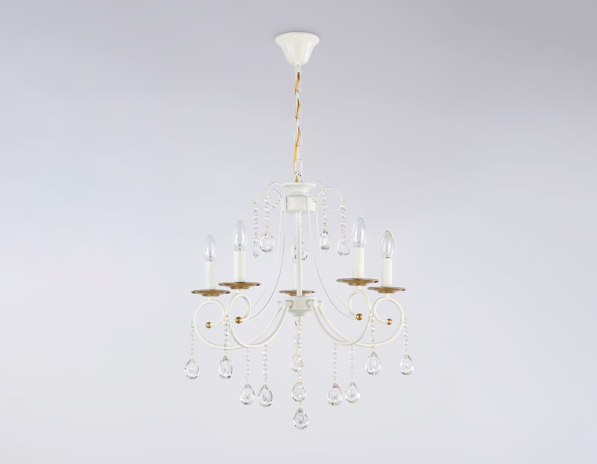 Подвесная люстра с хрусталем TR4916/5 WH/GD белый/золото E14/5 max 40W D550*860 Ambrella Light 14