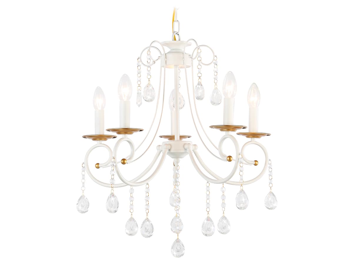 Подвесная люстра с хрусталем TR4916/5 WH/GD белый/золото E14/5 max 40W D550*860 Ambrella Light 9