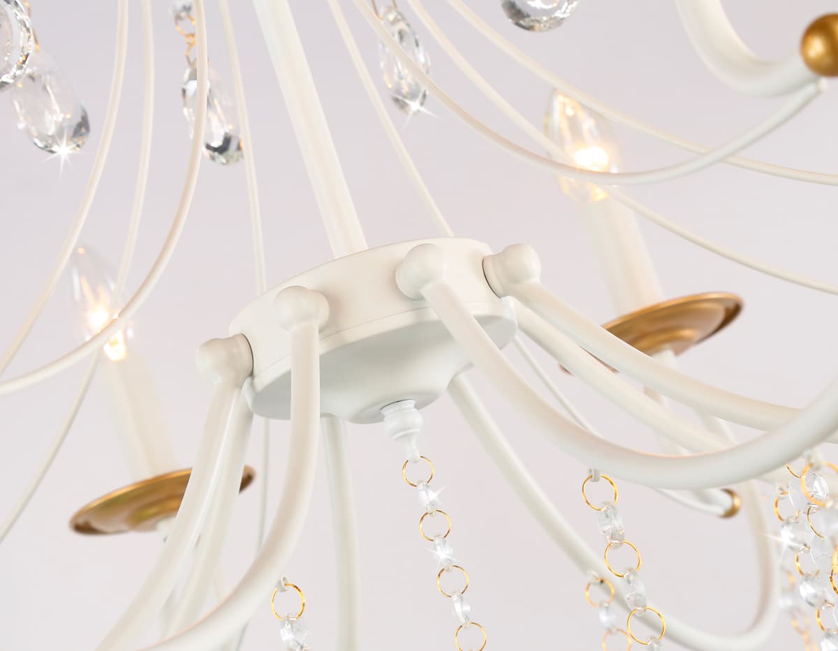Подвесная люстра с хрусталем TR4917/8 WH/GD белый/золото E14/8 max 40W D740*930 Ambrella Light 10