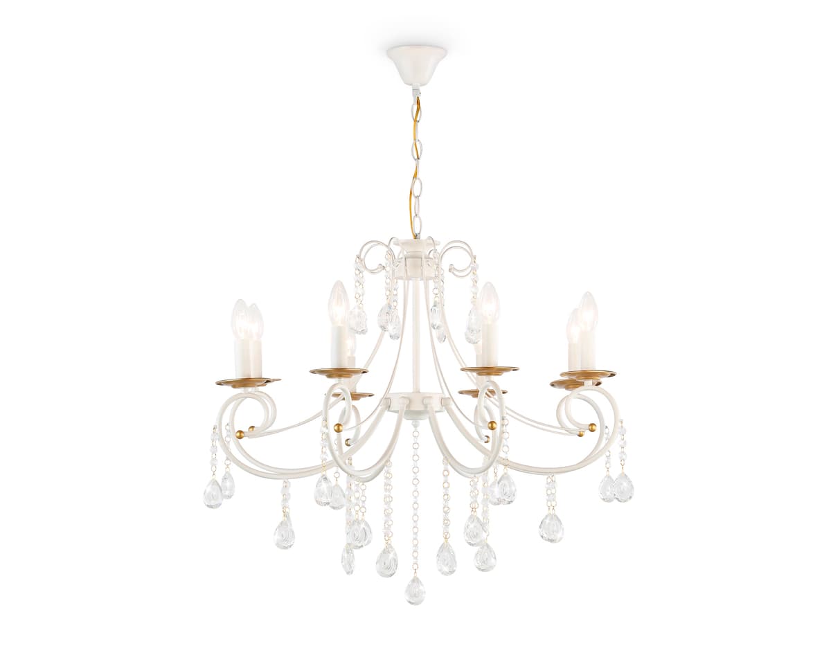 Подвесная люстра с хрусталем TR4917/8 WH/GD белый/золото E14/8 max 40W D740*930 Ambrella Light 11
